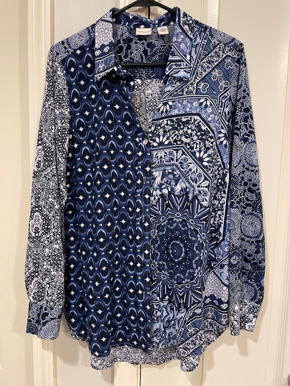 Westbound Blue and White Patterned Button-Down Shirt